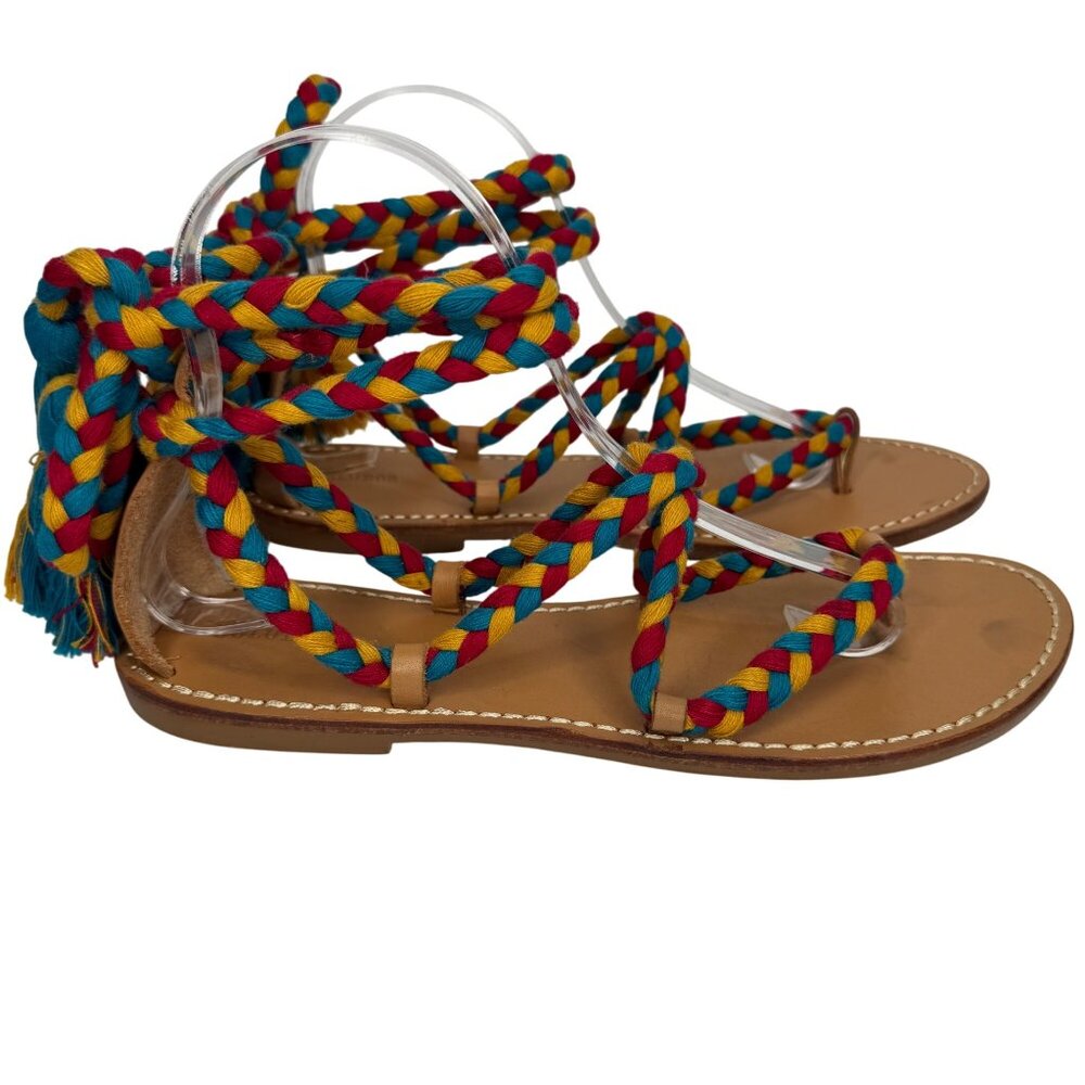 Soludos Multicolor Braided Wraparound Gladiator Sandals Tassel Detail Size 9 - Picture 3 of 9